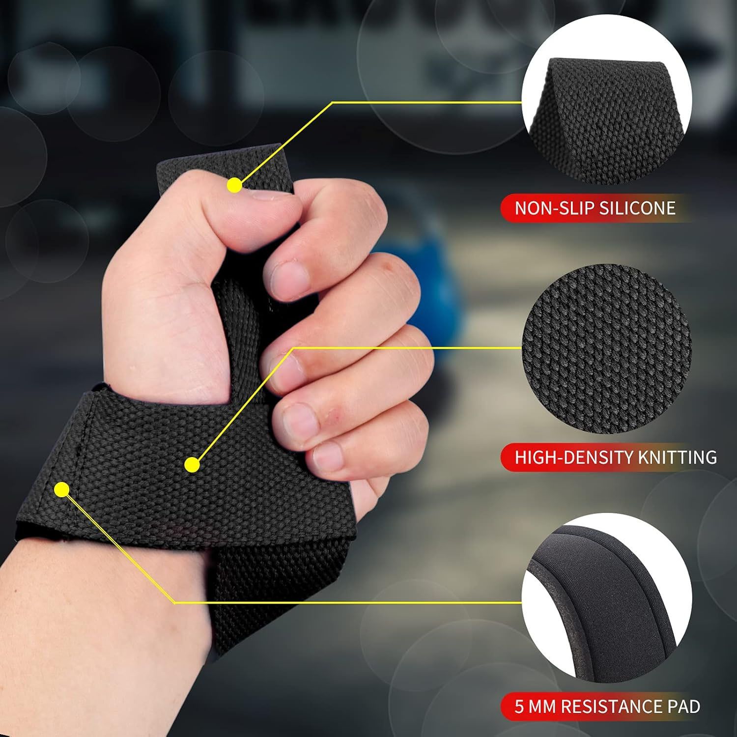Deadlift Wrist Lifting Straps 2Pc Neoprene Cushion Red view 3