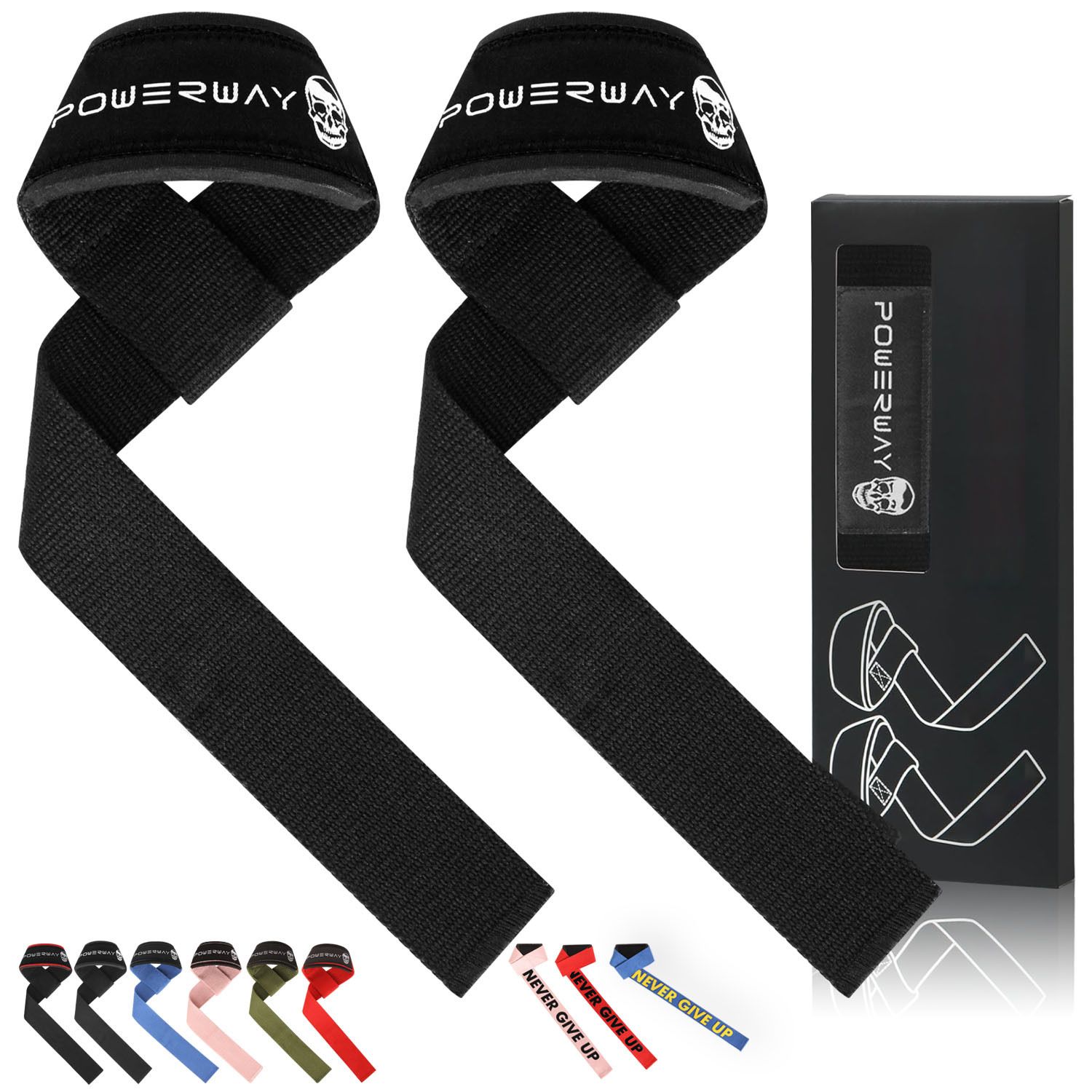 Deadlift Wrist Lifting Straps 2Pc Neoprene Cushion Army Green view 2