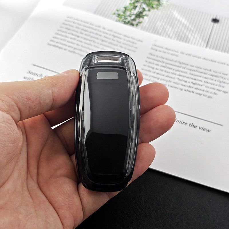 Transparent TPU Key Case for Audi A6L A3L A7L A8L A3. Type d-transparent black view 2