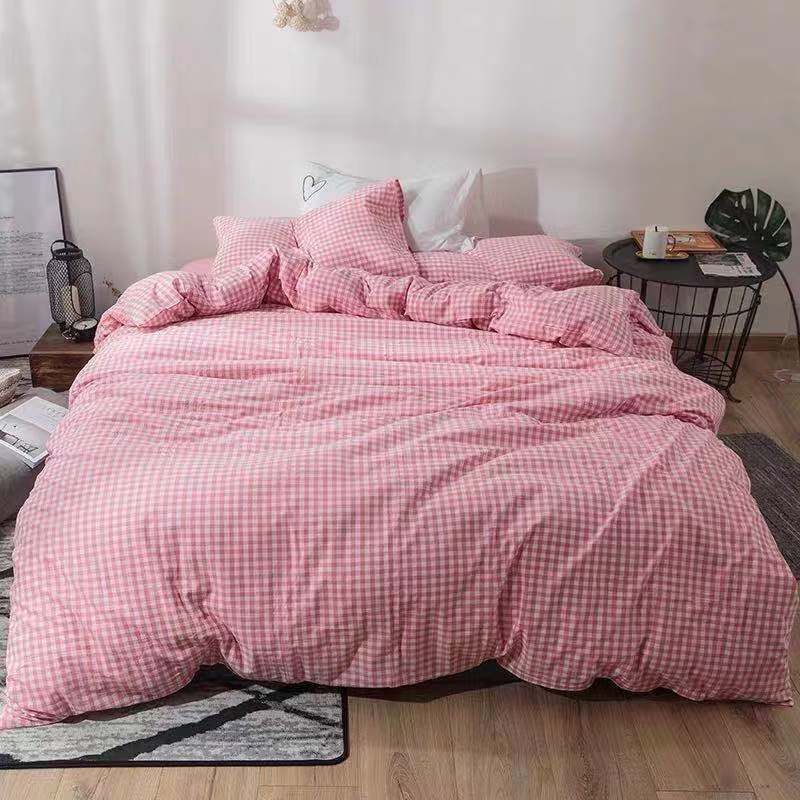 Duoxiao Quilt Cover 1.5x2.1m Apple Blossom Little pink grid 1.5 x2.2 m bed sheet view 5