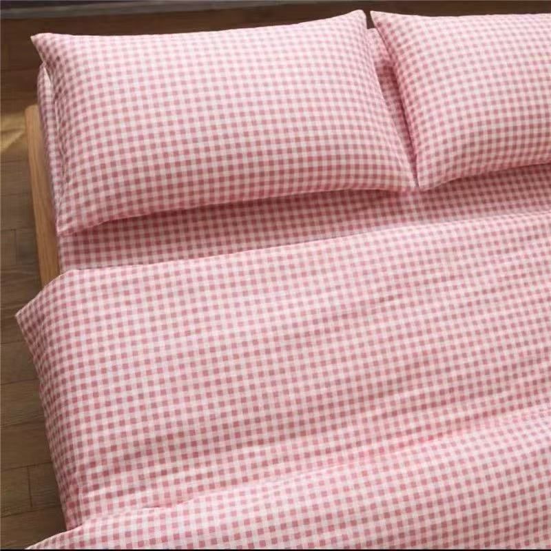 Duo Duo Quilt Cover Set Twill Geometric Pattern Little pink grid 2.3x 2.5m bed — image 1