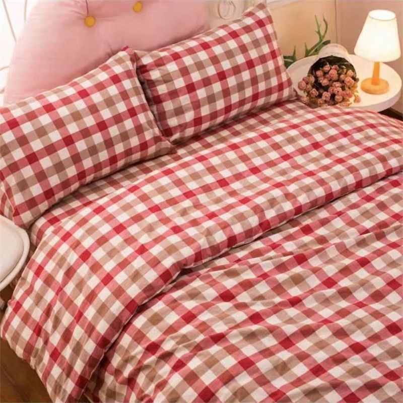 Duo Duo Quilt Cover Set Twill Geometric Pattern Red striped flower 2.3x 3.0 m view 4