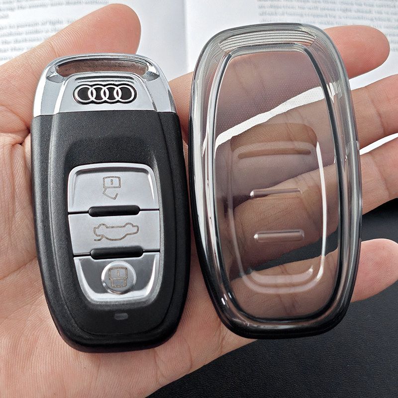 Audi Key Cover TPU Transparent Black Ring Buckle Type b-transparent black — image 1