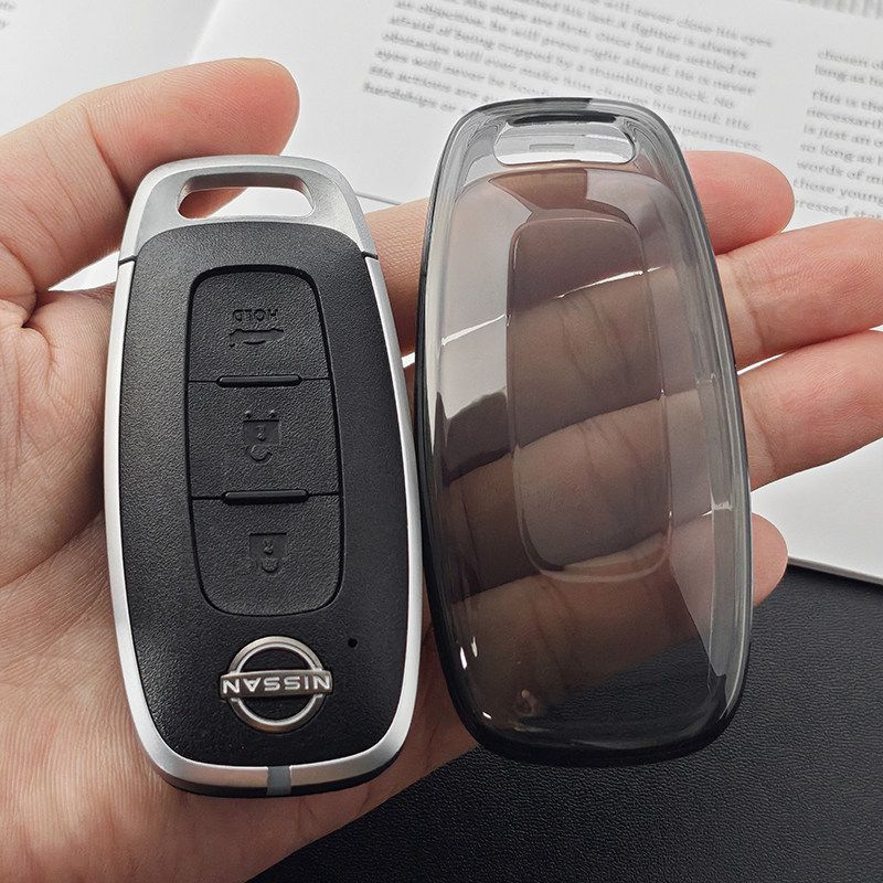 Nissan Key TPU Case for Sylphy Teana Qashqai XTrail. Type c-transparent black — image 1