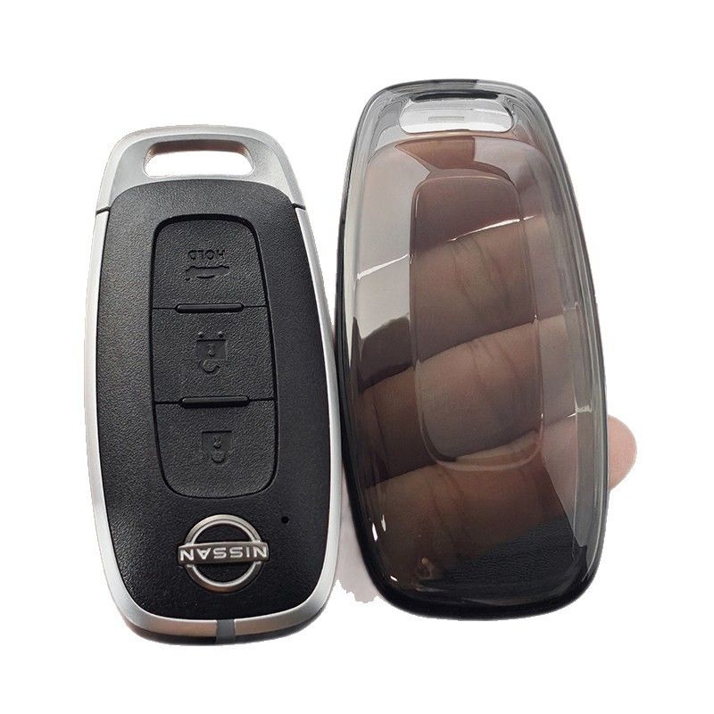 Nissan Key TPU Case for Sylphy Teana Qashqai XTrail. Type c-transparent black view 3