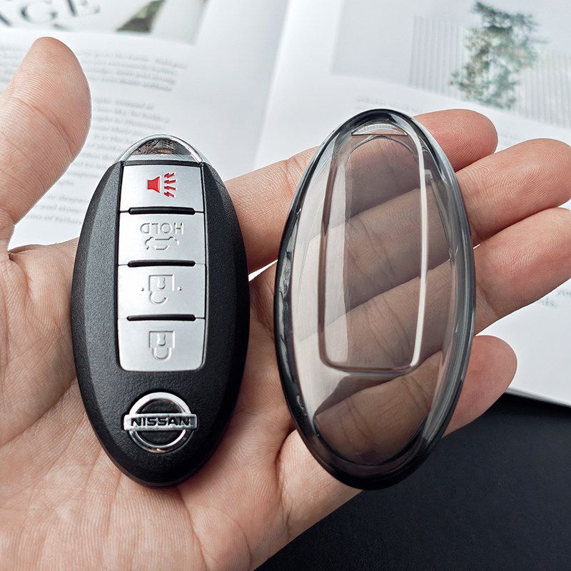 Nissan Key Shell TPU for Sylphy Teana Qashqai. Type a - transparent black view 2