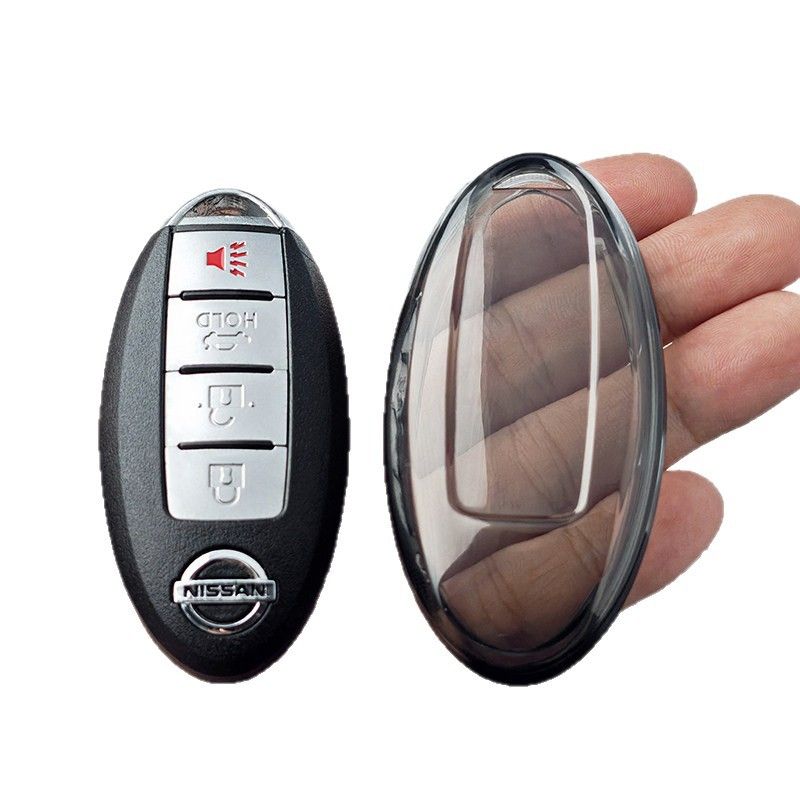 Nissan Key Shell TPU for Sylphy Teana Qashqai. Type a - transparent black view 3