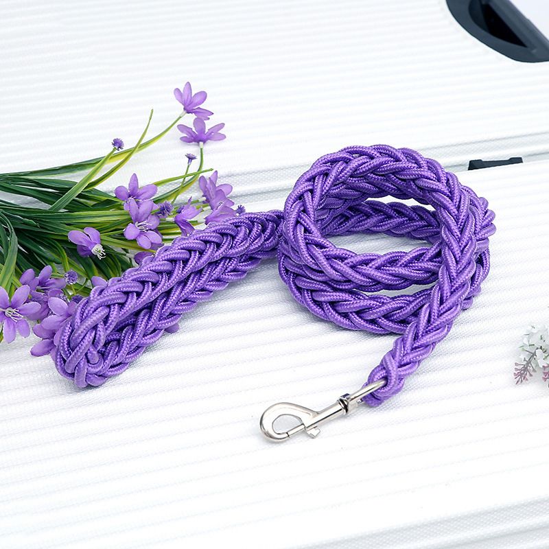 Nylon Dog Leash 8 Strand Braided Pet Walking Rope Purple Xl-rope length 1.3m — image 1