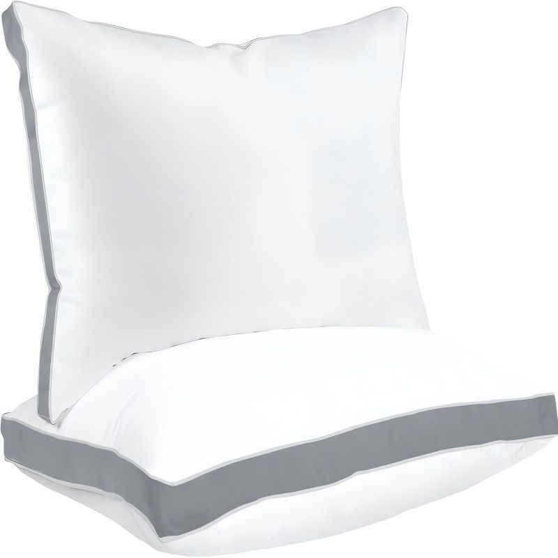Sleep talk Pillow White Fiber Neck Support Standard Grey European (Pack of