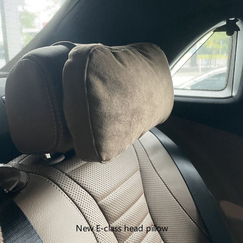 Rear Headrest Mercedes Benz E C GLC GLE GLS Microfiber Ochre brown single view 3