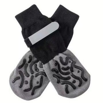 Dog Socks Anti Slip Geometric Black Luminous Cotton Luminous tape [pack of 4] view 4