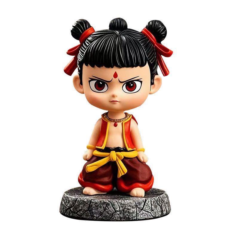 Nezha Bobblehead Figurine Wanfei Resin Car Office Decor Combination view 3