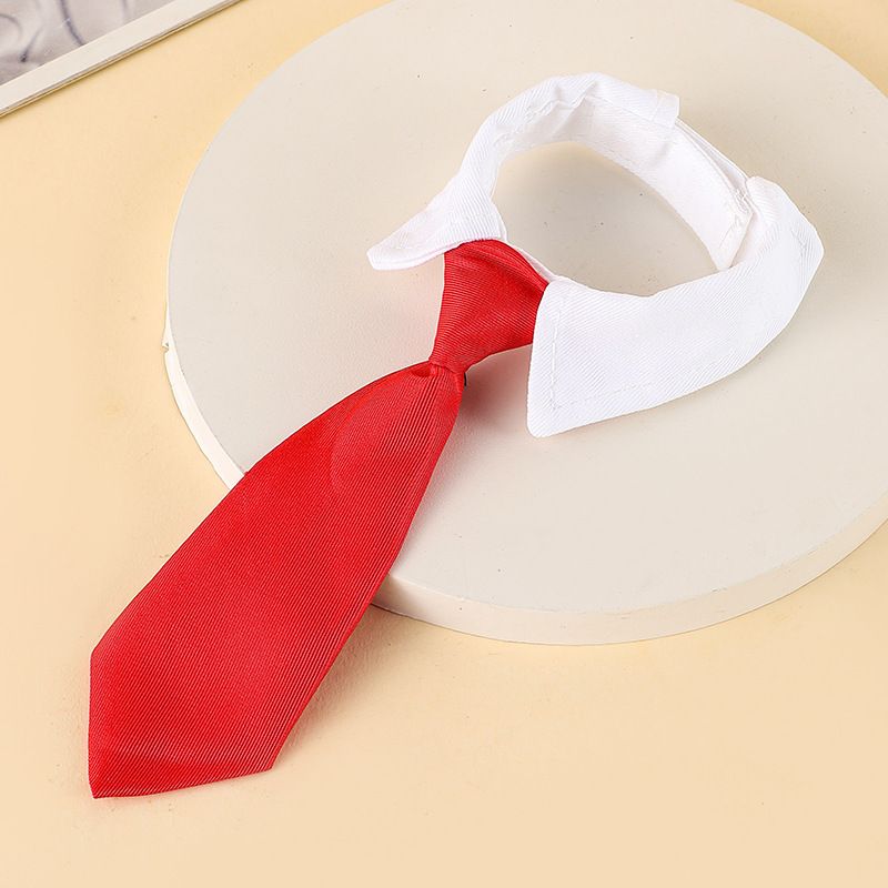 AMOOR Pet Scarf Cartoon Print Polyester Solid [Red]