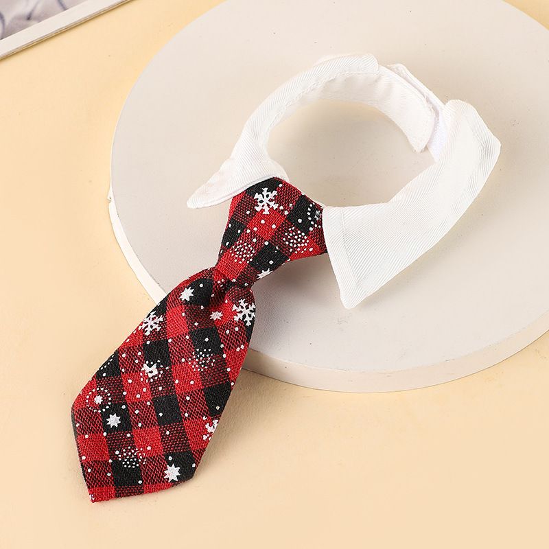 AMOOR Pet Scarf Cartoon Print Polyester Christmas Snowflake Style [Red] L