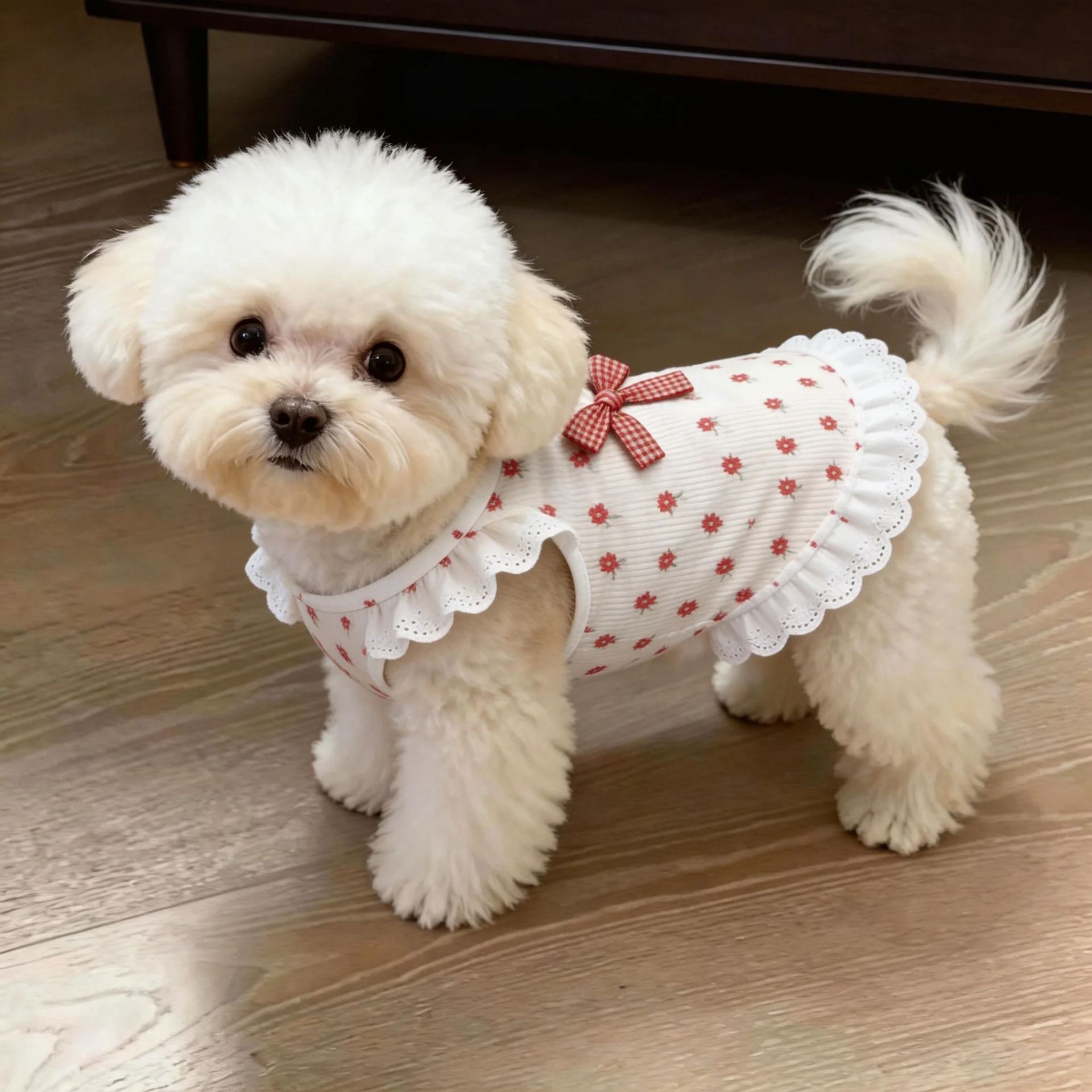 AMOOR Dog Dress Summer Princess Style Pet Clothing Floral Strappy Dress [Pink] XL view 2