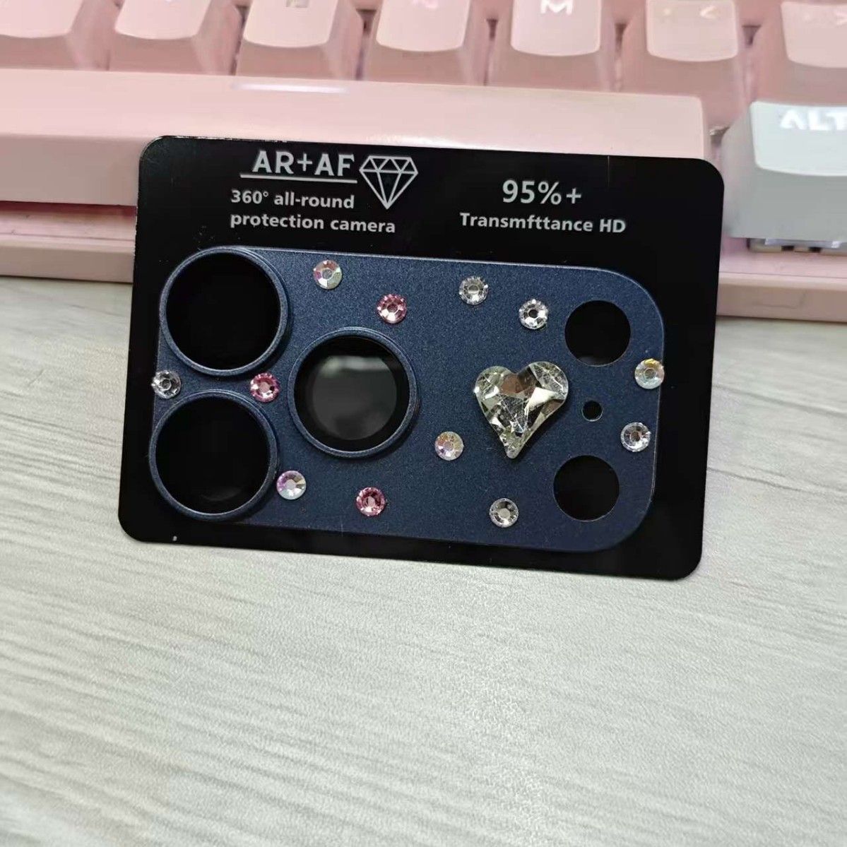 Yixi Camera Lens Protector iPhone 18 Pro Max Rhinestone crooked heart [orange] view 4