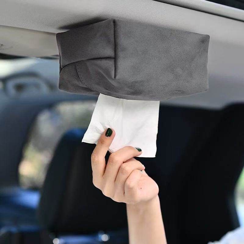 Car Tissue Box PU Magnetic Holder Yellow brown view 3