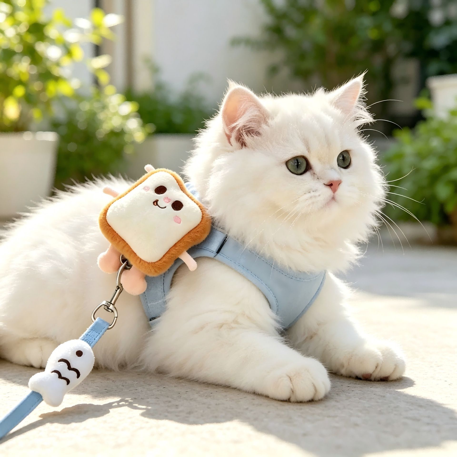 Cat Harness Set AMOOR Polyester Puppy Kitten Toast Set view 3