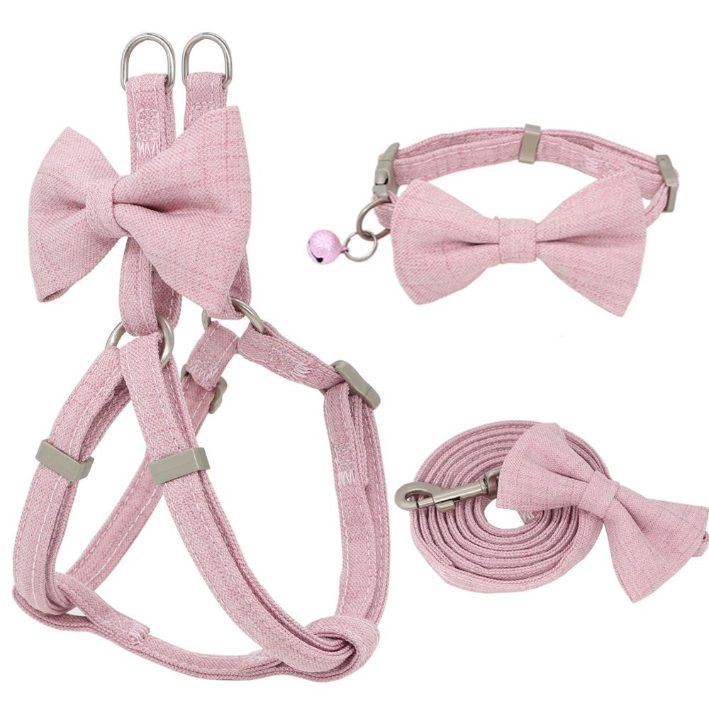Zichen Dog Leash Harness Set Polyester Small Medium Pink (3-piece set) suit — image 1