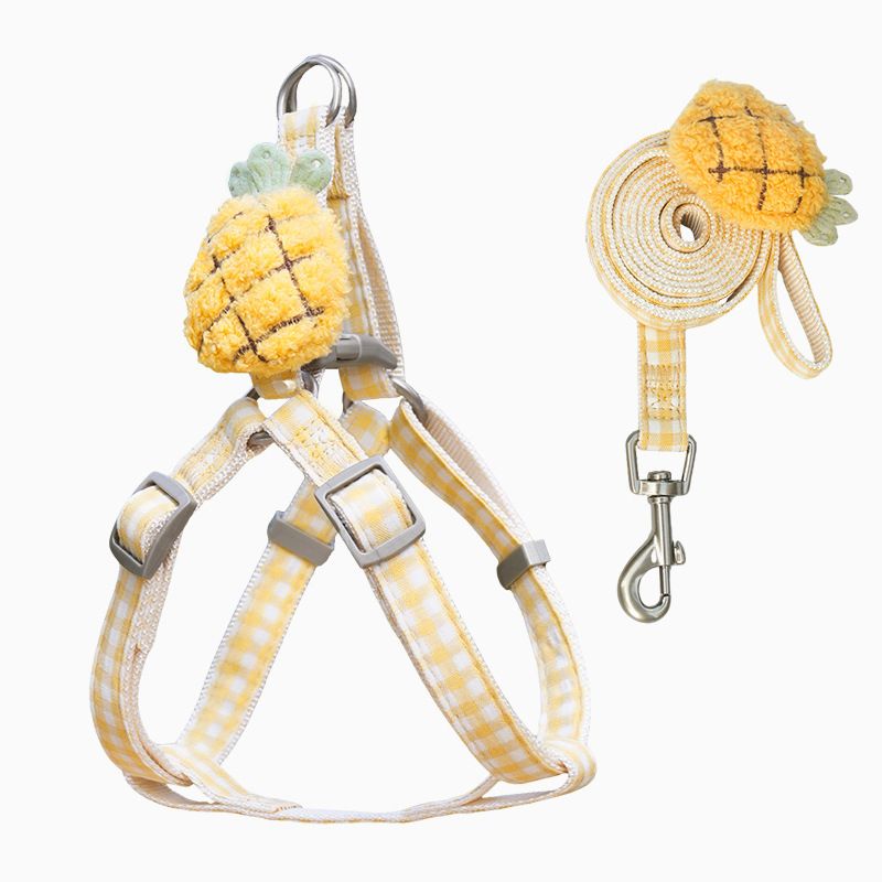 Zichen Dog Leash Harness Set Polyester Small Medium Yellow pineapple set — image 1