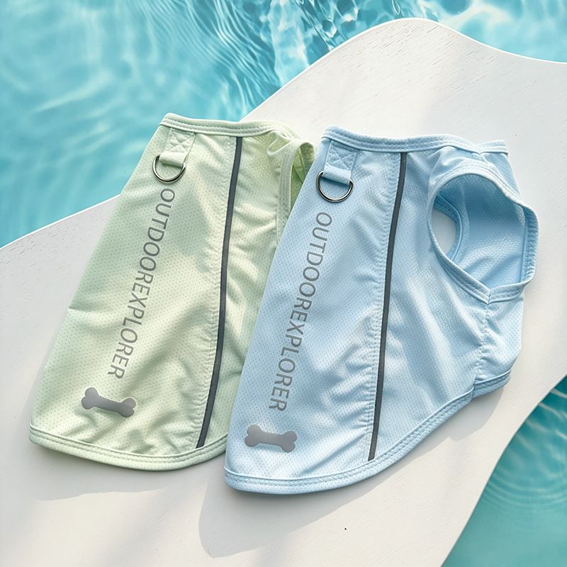 Dog Cat Summer Vest Cool Breathable Ice Silk Light Blue Ice Silk Hat XS (Chest view 5
