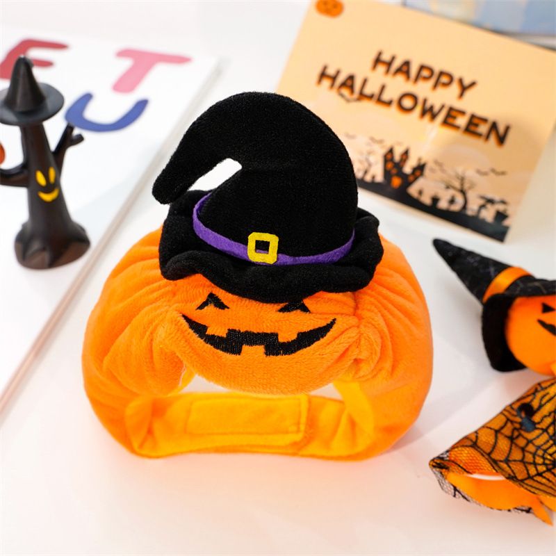 Halloween Dog Cat Pumpkin Hat Costume Black + Orange Pumpkin Hat M (37cm L x
