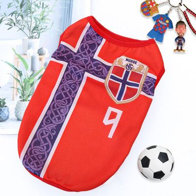 Norway Soccer Jersey Vest Pet Dog Cat White Blue No. 10 Argentina S (Chest 35cm view 2