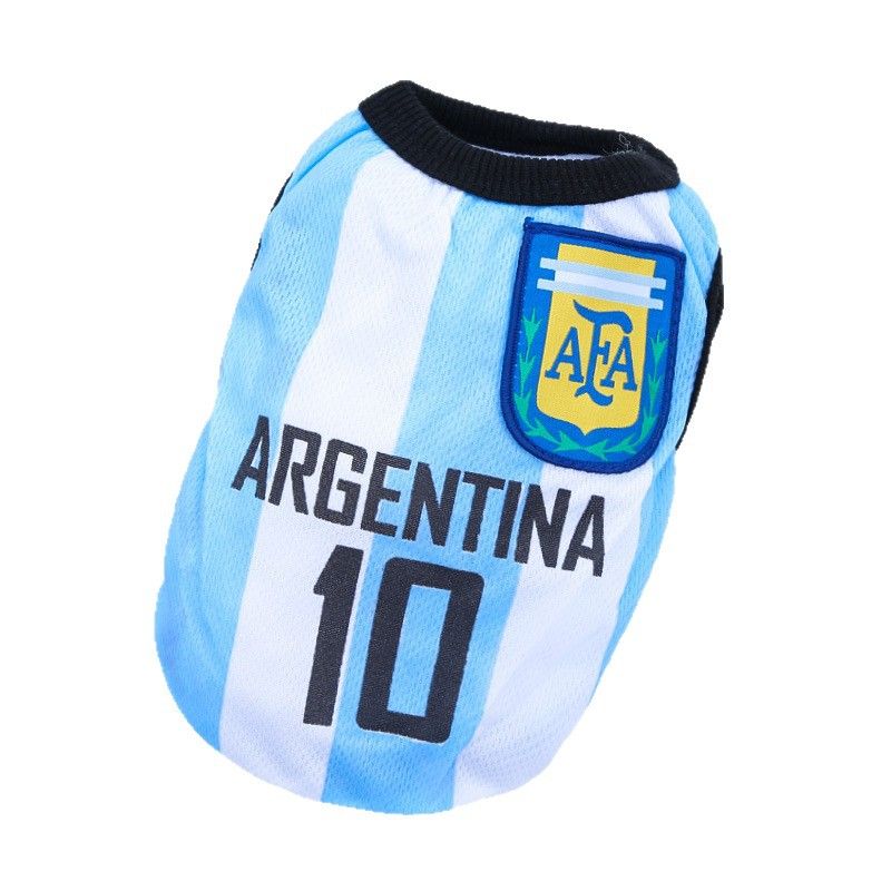 Norway Soccer Jersey Vest Pet Dog Cat White Blue No. 10 Argentina S (Chest 35cm view 6