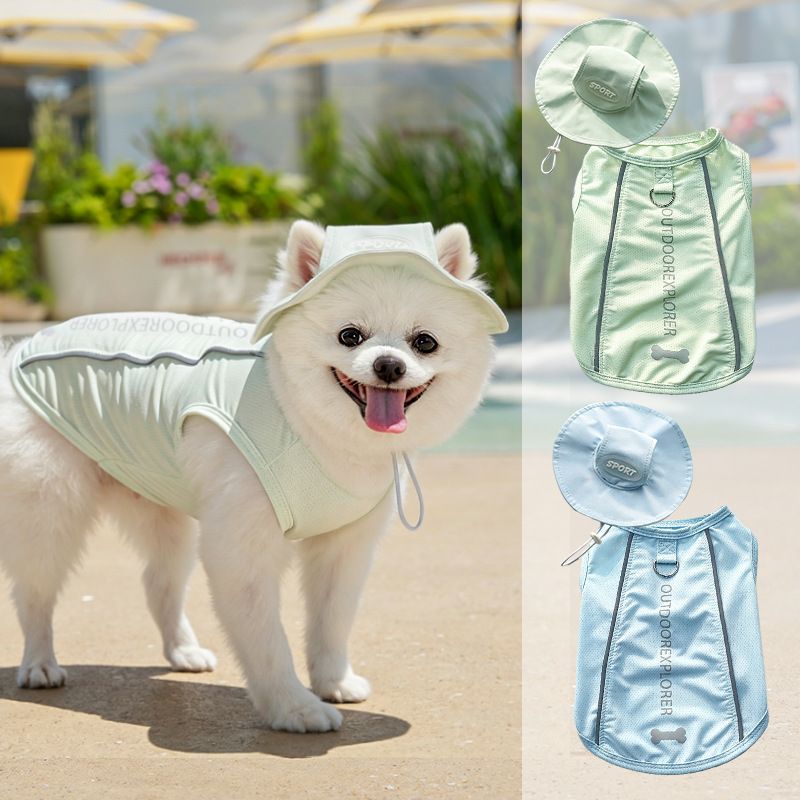 Dog Cat Vest Summer Breathable Cooling Ice Silk Combination Mint Green view 3