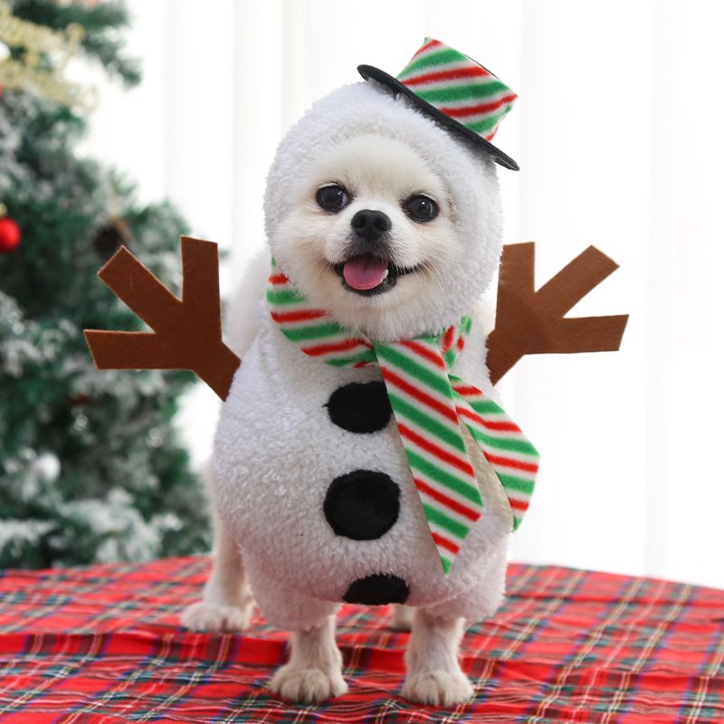 Pet Snowman Costume Dog Cat Winter Wear Weiwang Standing Snowman view 2