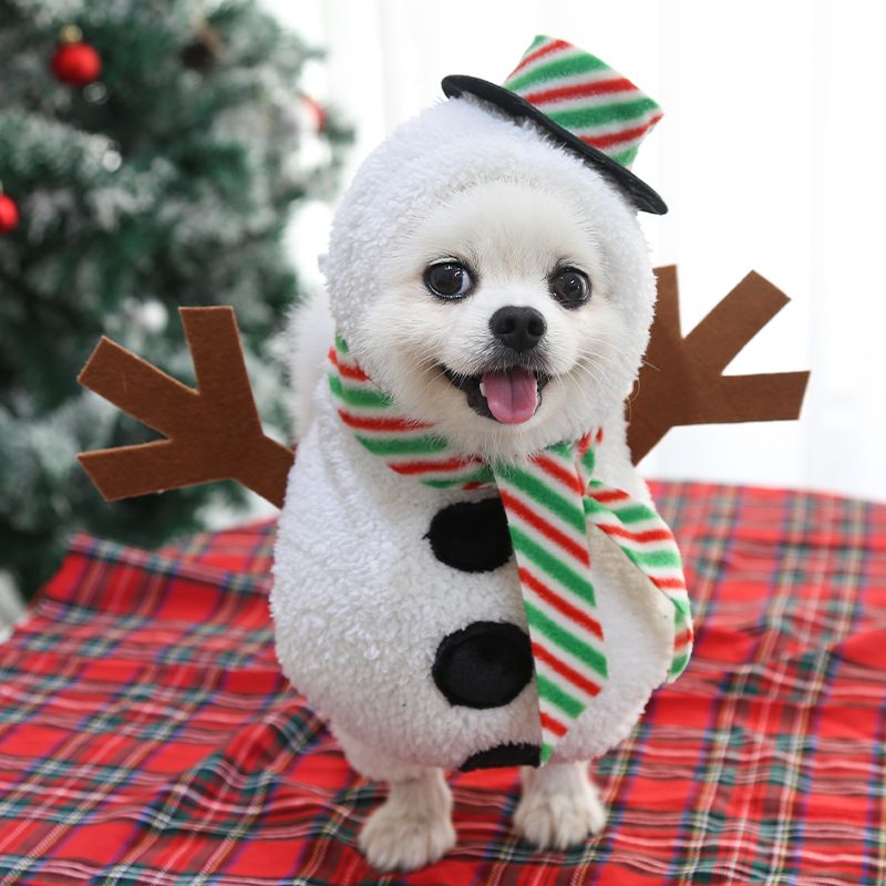 Pet Snowman Costume Dog Cat Winter Wear Weiwang Standing Snowman view 3