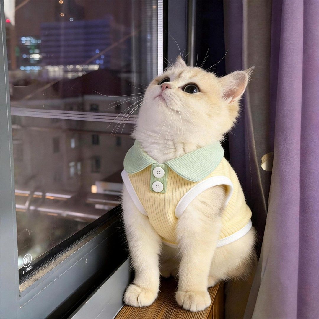 AMOOR Cat Vest Summer Breathable Polo Polyester Green view 3
