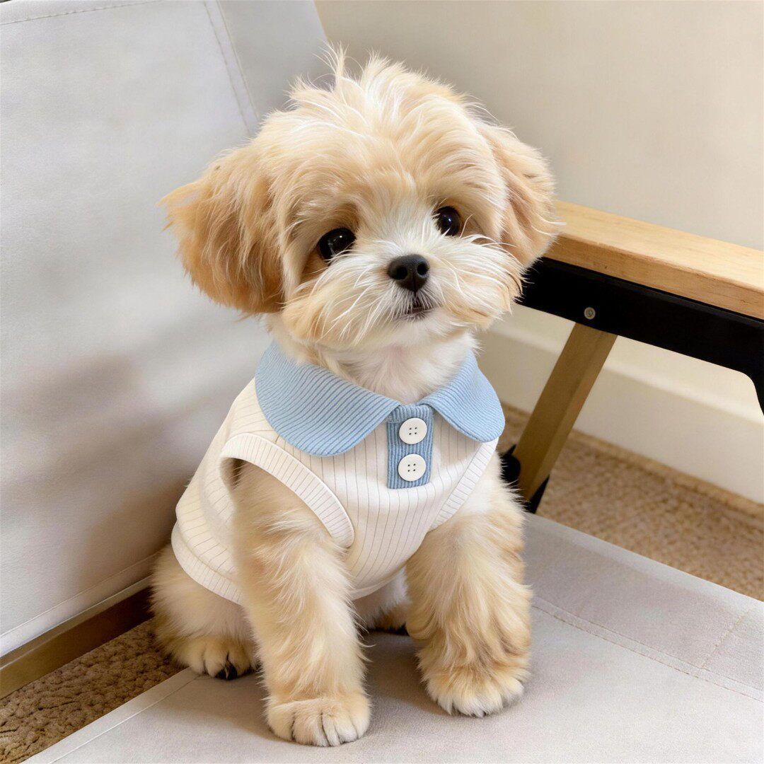 AMOOR Cat Vest Summer Breathable Polo Polyester Blue