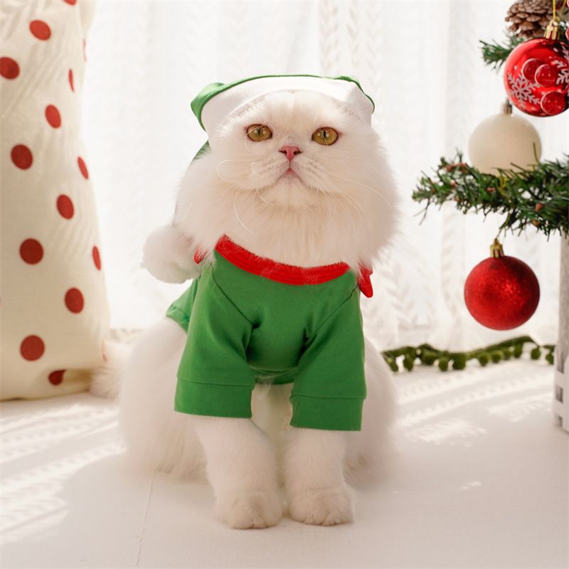 Pet Christmas Dog Clothes Polyester Christmas striped t-shirt overalls L view 4