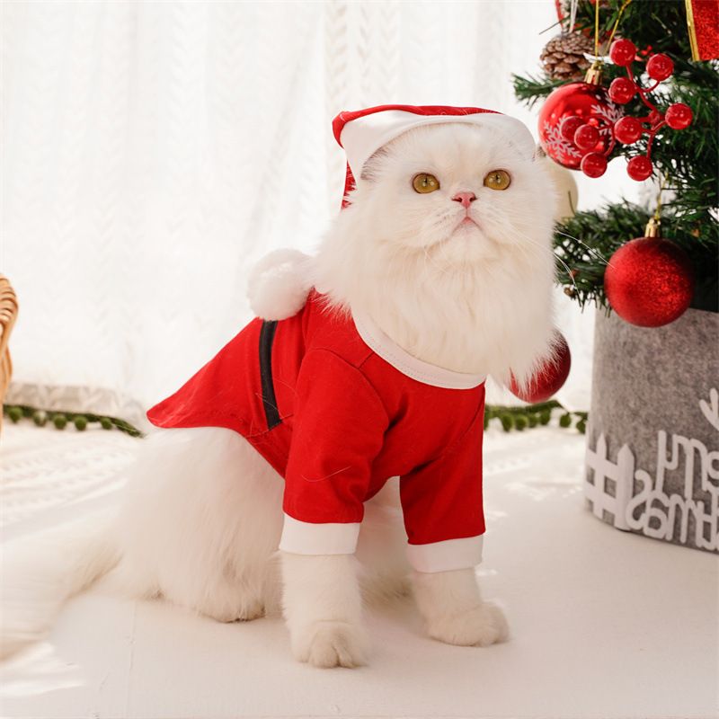 Pet Christmas Dog Clothes Polyester Christmas striped t-shirt overalls XXL view 3