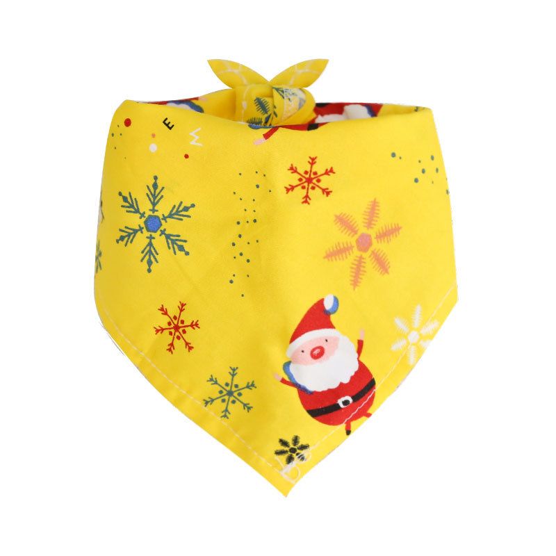 GuGou Christmas Dog Cat Bandana Small Christmas Triangle Scarf Yellow