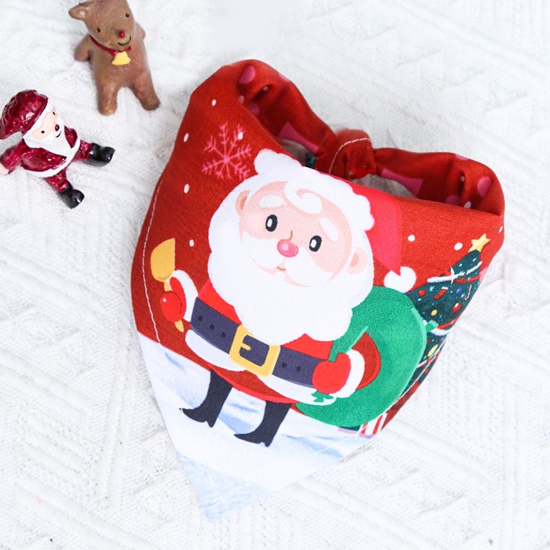 GuGou Christmas Dog Cat Bandana Small Triangle scarf red elderly green bag