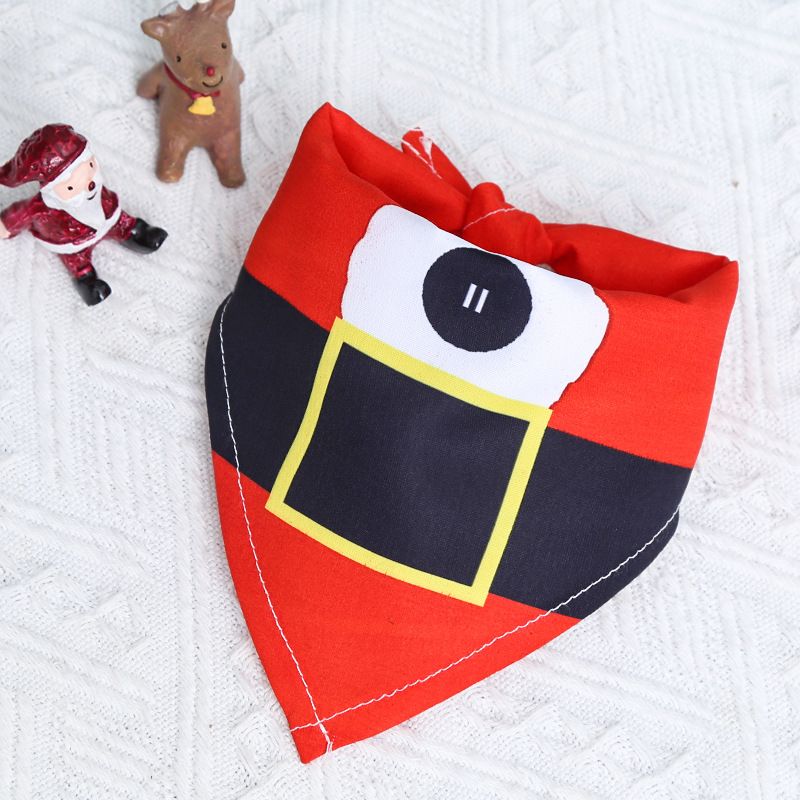 GuGou Christmas Dog Cat Bandana Small Red triangle scarf with black waistband