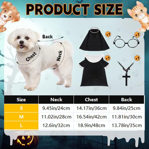 AMOOR Dog Cat Halloween Costume Nuns Set Nun costume set (4 pieces) view 5