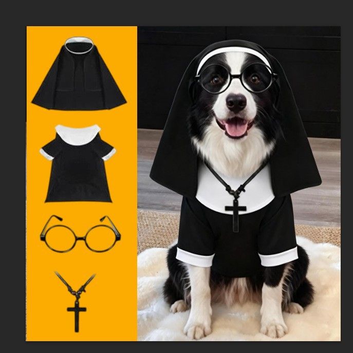 AMOOR Dog Cat Halloween Costume Nuns Set Nun costume set (4 pieces) view 2