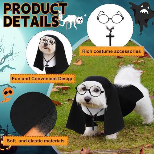 AMOOR Dog Cat Halloween Costume Nuns Set Nun costume set (4 pieces) L view 4