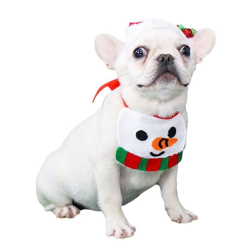 INS Christmas Dog Bib Reindeer Cotton Bandana Snowman Ties Scarf One Size view 5