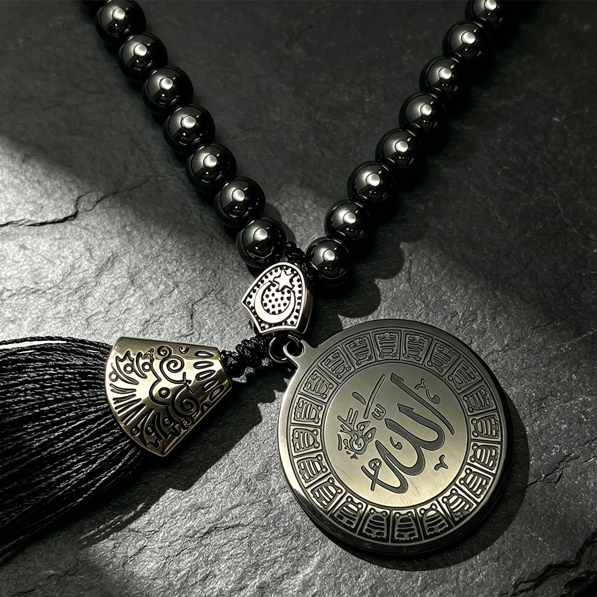 Black Obsidian Beads Tassels Keychain Car Decor view 5