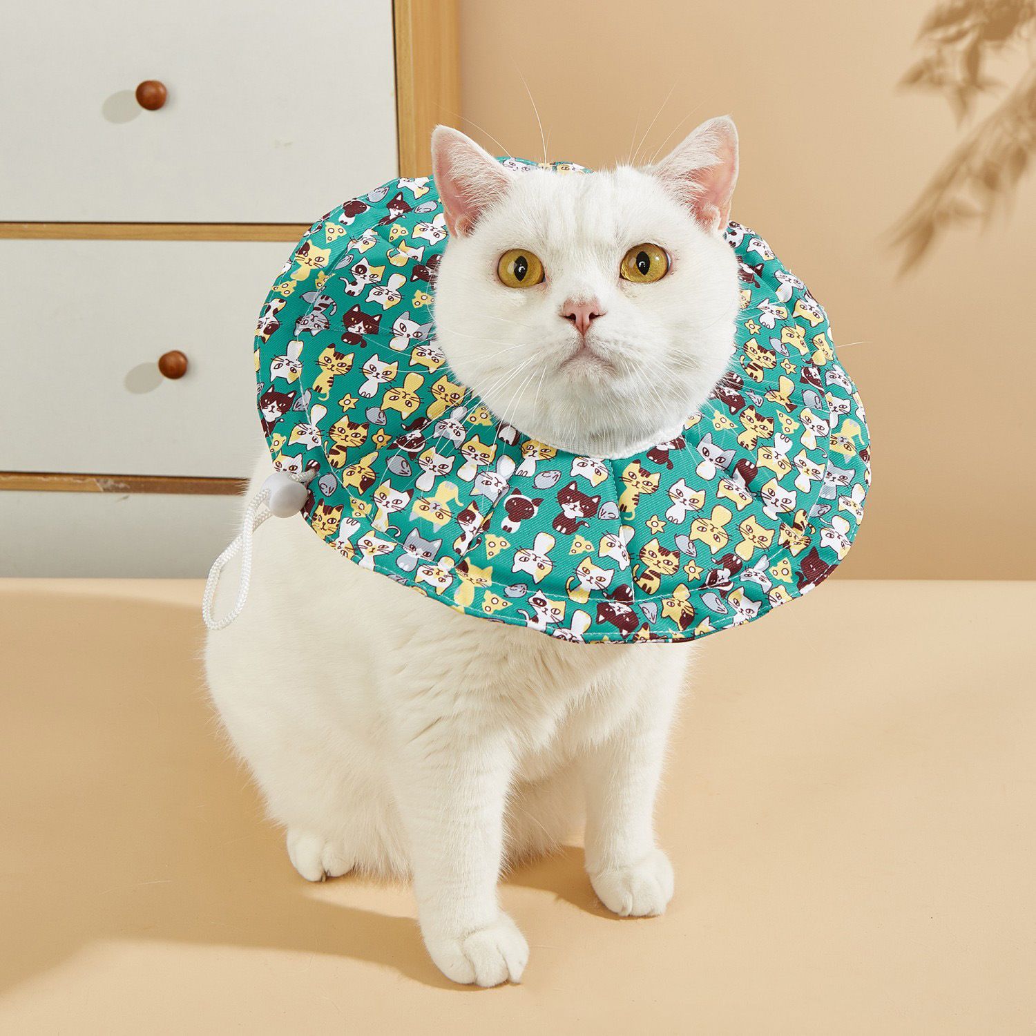 Soft Pet Elizabethan Collar Cartoon Waterproof. Lake Blue Kitten — image 1