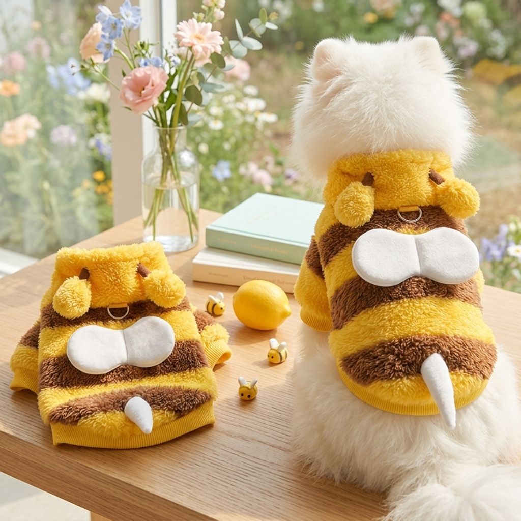 AMOOR Cute Bee Dog Hoodie Leash Bee Wings Hoodie view 2