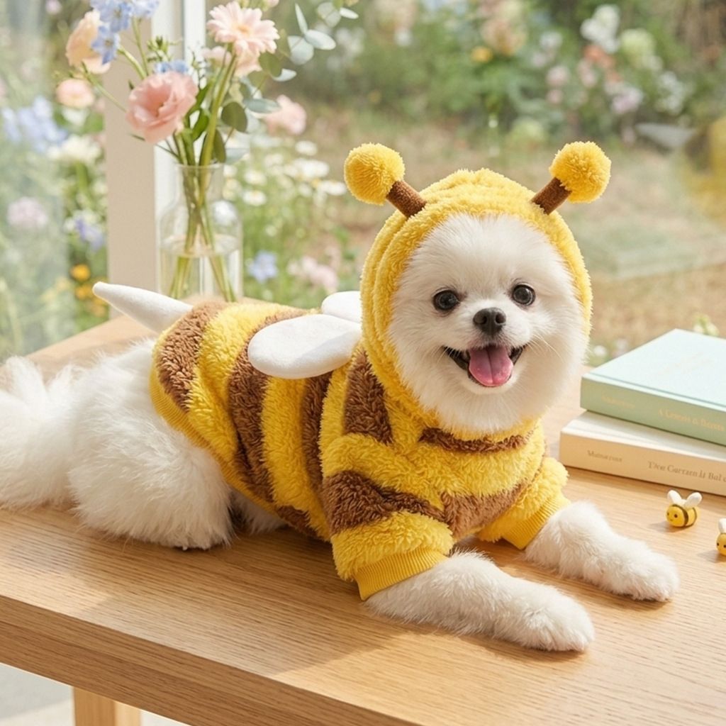 AMOOR Cute Bee Dog Hoodie Leash Bee Wings Hoodie view 3