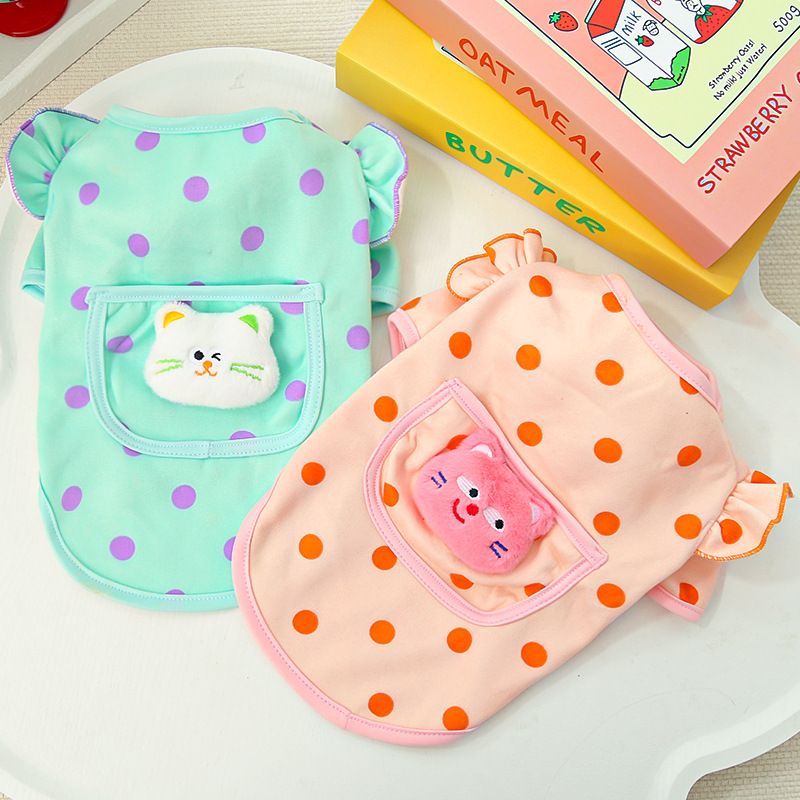 Pet Clothes Warm Dotted Two Leg Dog Cat Fleece Pink Cat [Pink-Orange Dots] 253BL view 3