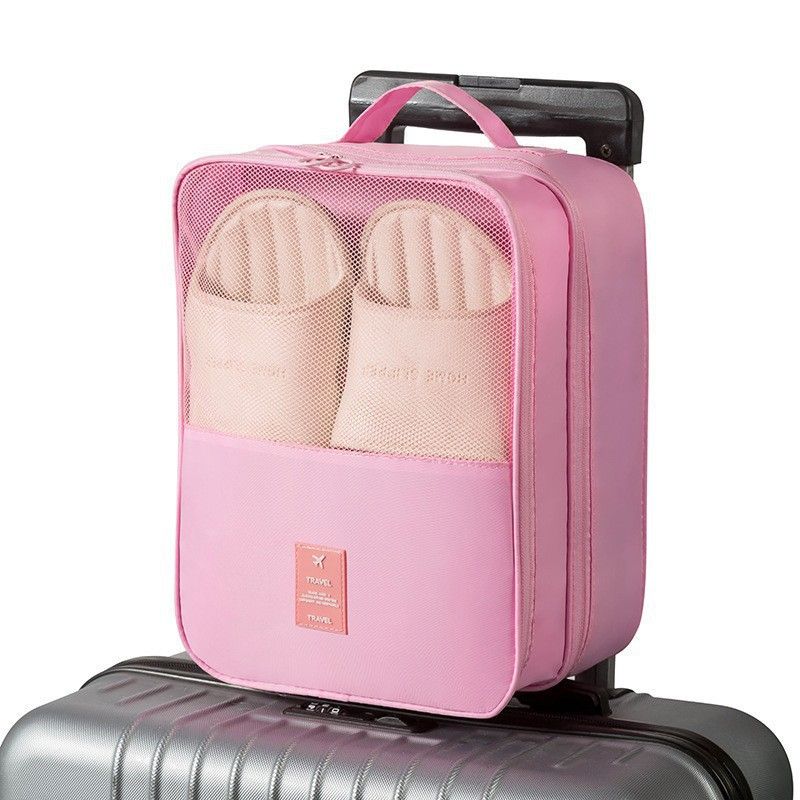 Shoe Storage Bag Layered Oxford Cube Travel Dustproof [shoe storage bag] pink view 5