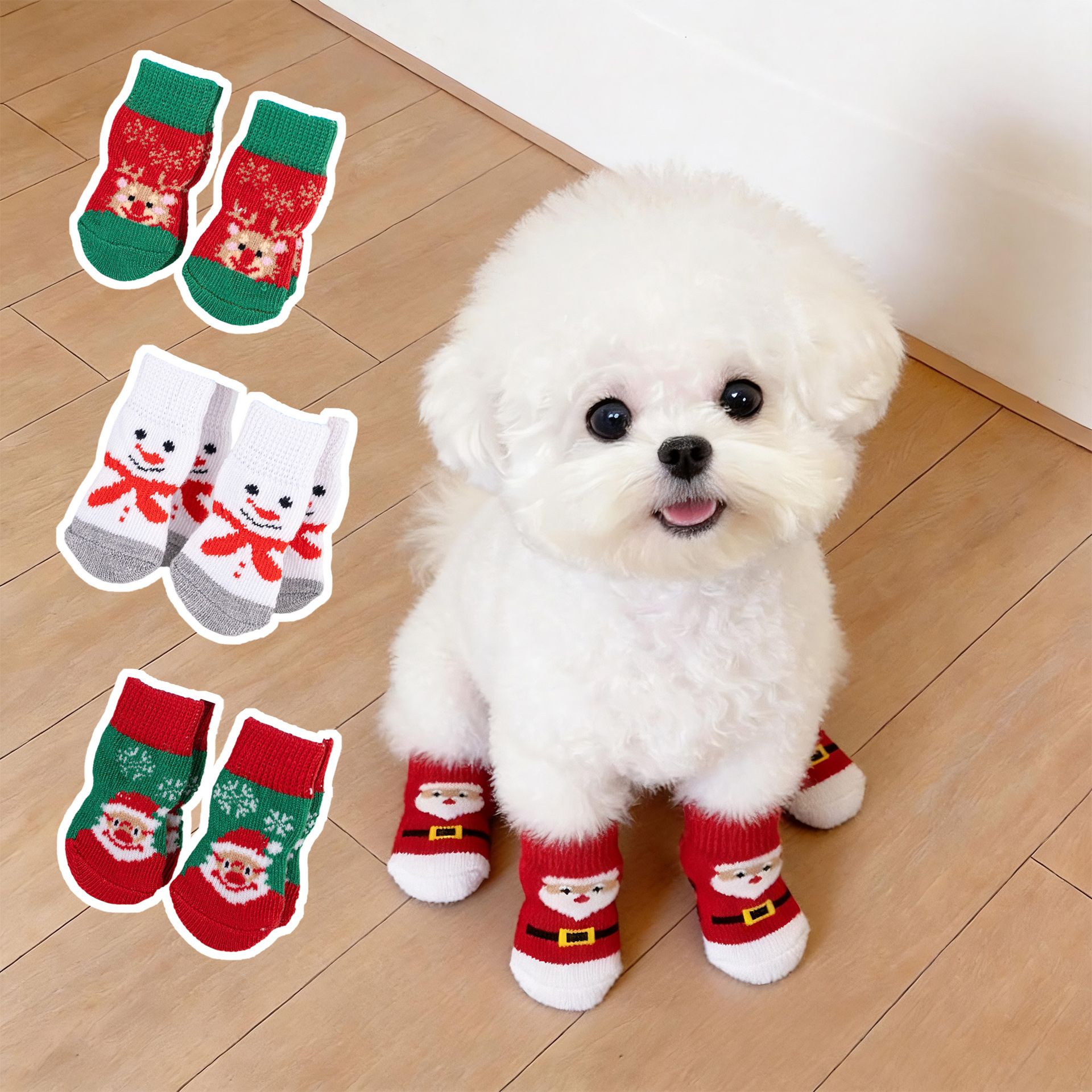 AMOOR Dog Christmas Socks Snowman L view 2
