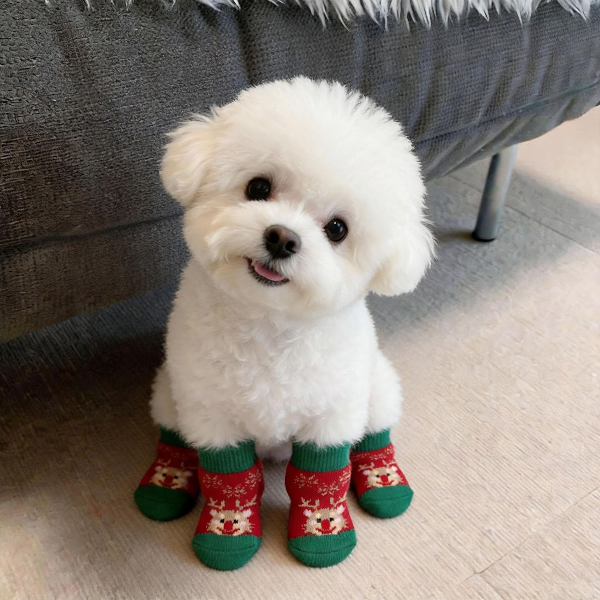 AMOOR Dog Christmas Socks Snowman Santa Claus view 3